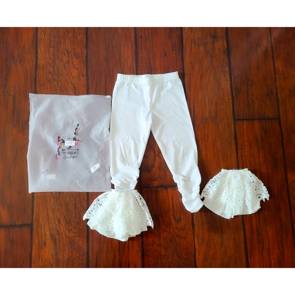 2T Pip Squeak's Boutique Pants with Lace Bottoms